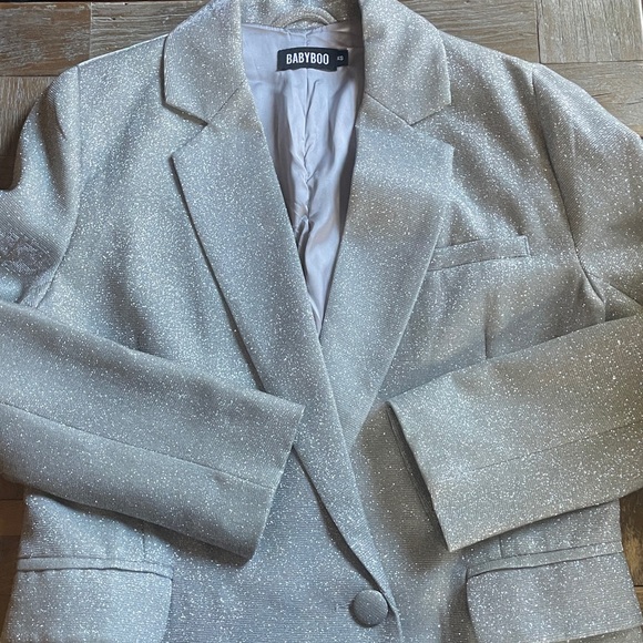 Babyboo Metallic Silver Double Breasted Blazer🖤 - Picture 6 of 14